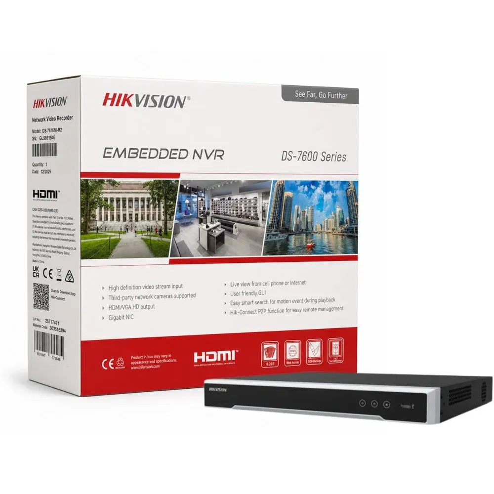 Hikvision DS-7616NI-M2 مسجل فيديو شبكي 16 قناة 1U 8K