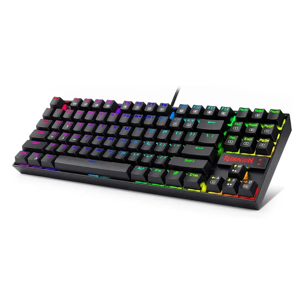 Redragon K552-RGB، كومارا، 80%، سلكي، مفاتيح حمراء - أسود